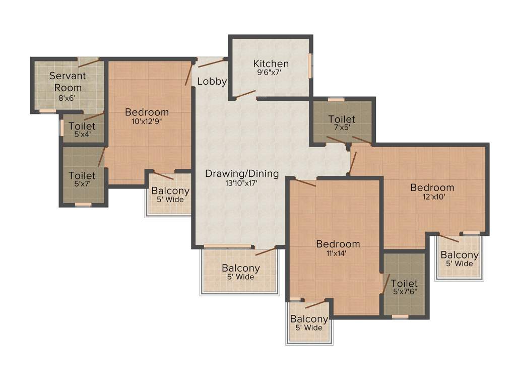 Horizon Iridia (3BHK+3T (1,500 sq ft) + Servant Room 1500 sq ft)