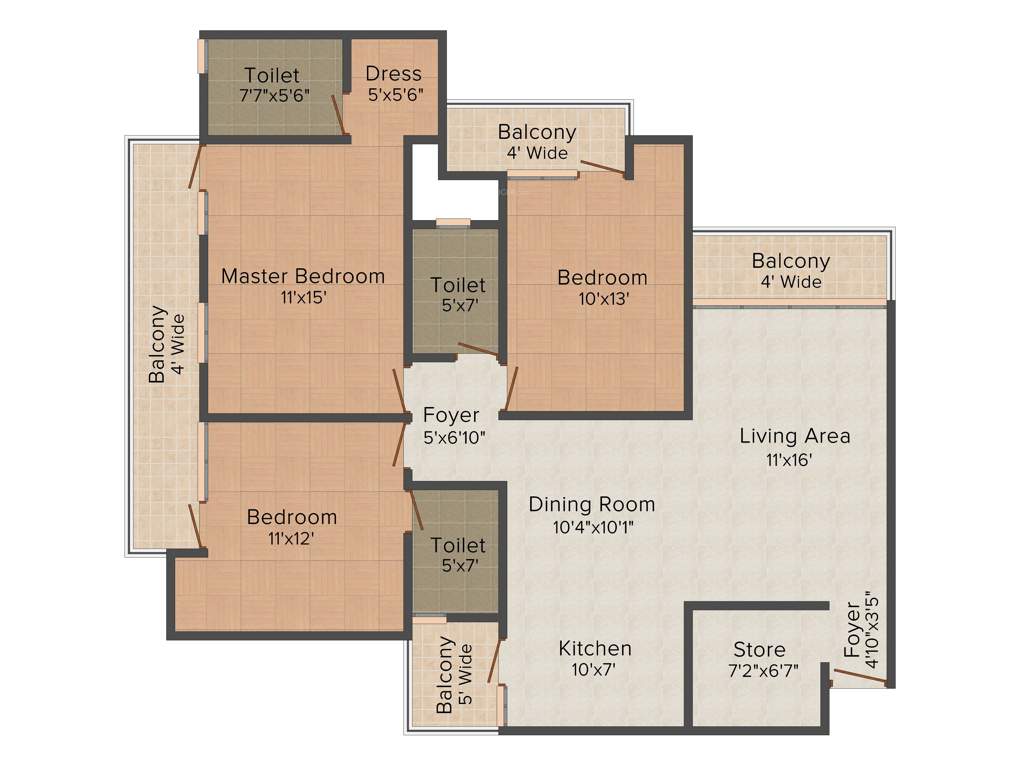 Panchsheel Greens (3BHK+3T (1,590 sq ft) 1590 sq ft)