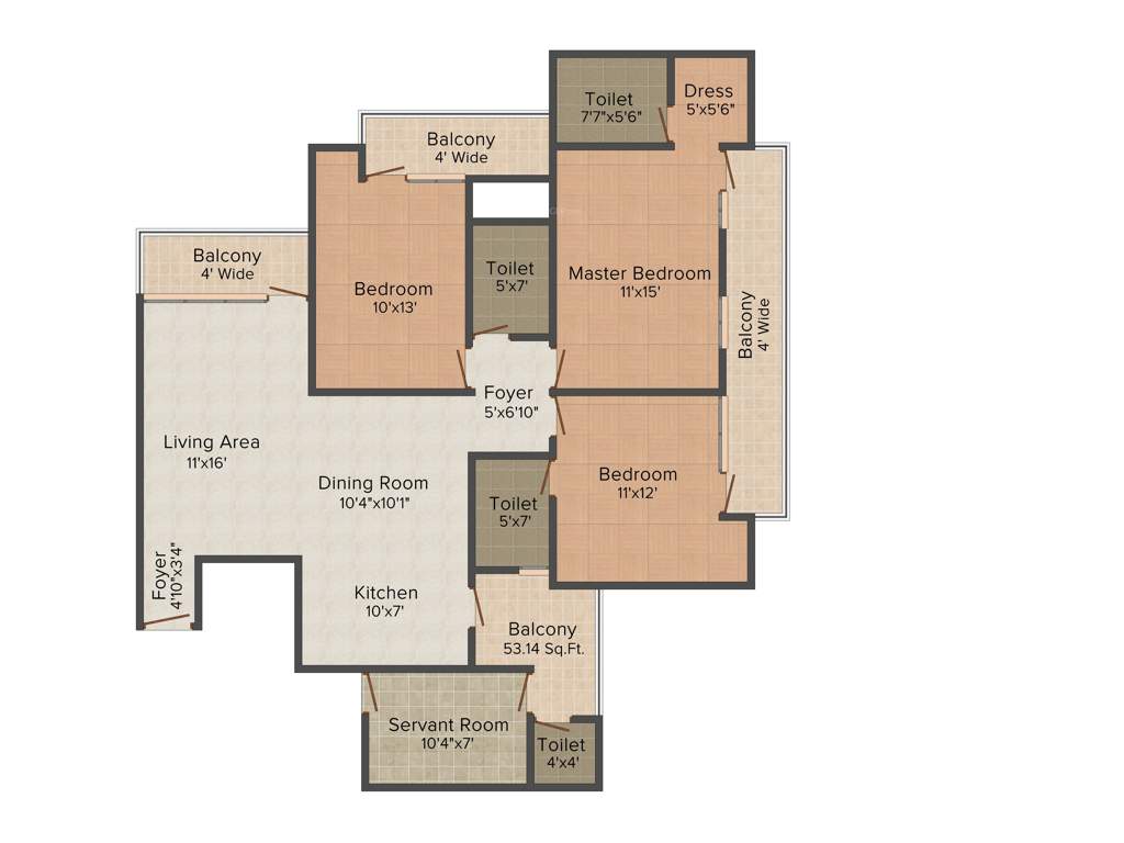 Panchsheel Greens (3BHK+3T (1,660 sq ft) 1660 sq ft)