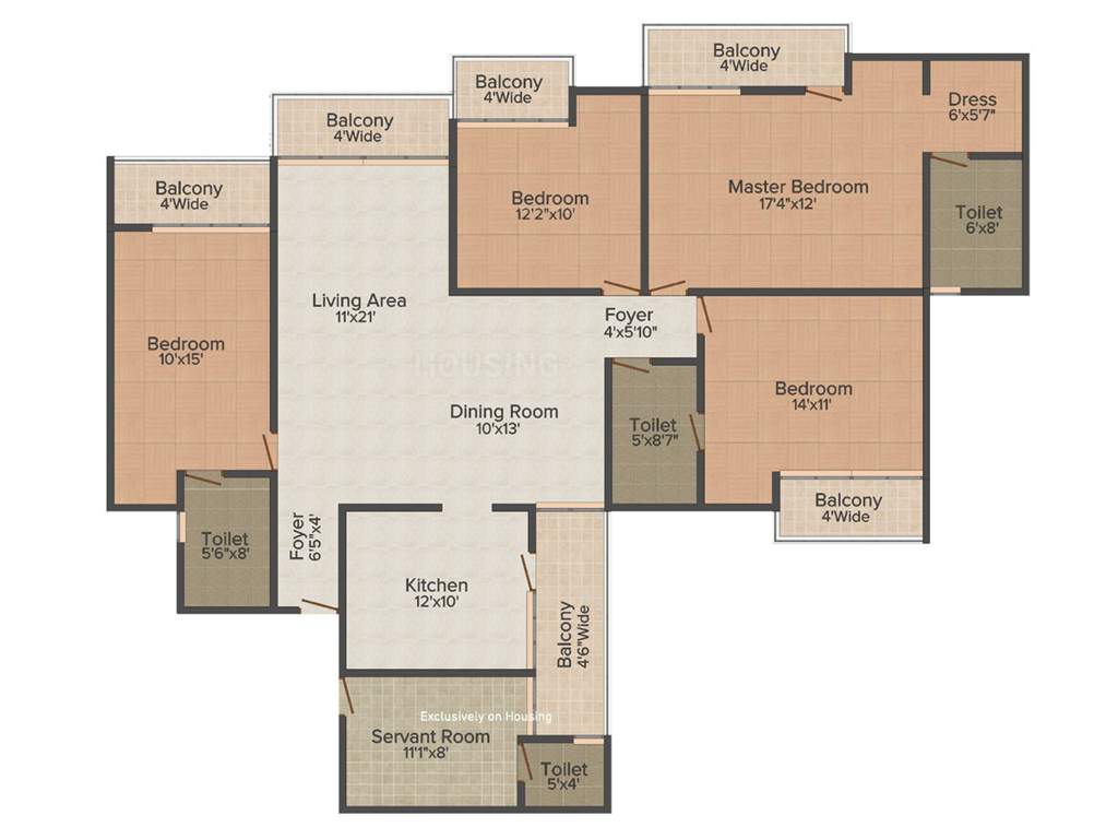 Panchsheel Greens (4BHK+3T (2,350 sq ft) + Servant Room 2350 sq ft)