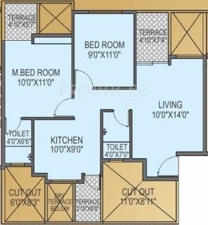 934 sq ft 2 BHK Floor Plan Image - Polite Group Paradise Available for sale  