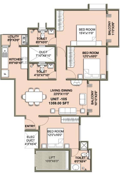 Confident Althena (3BHK+3T (1,359 sq ft) 1359 sq ft) Confident Althena (3BHK+3T (1,359 sq ft) 1359 sq ft)