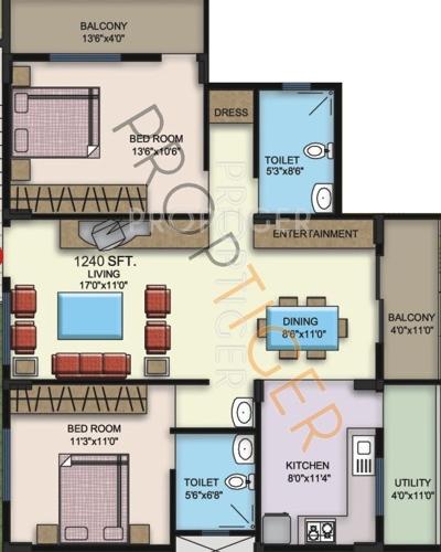 Sri GM Reddys Royale (2BHK+2T (1,240 sq ft) 1240 sq ft)