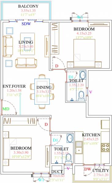 Fortuna Viva (2BHK+2T (1,100 sq ft) 1100 sq ft) Fortuna Viva (2BHK+2T (1,100 sq ft) 1100 sq ft)