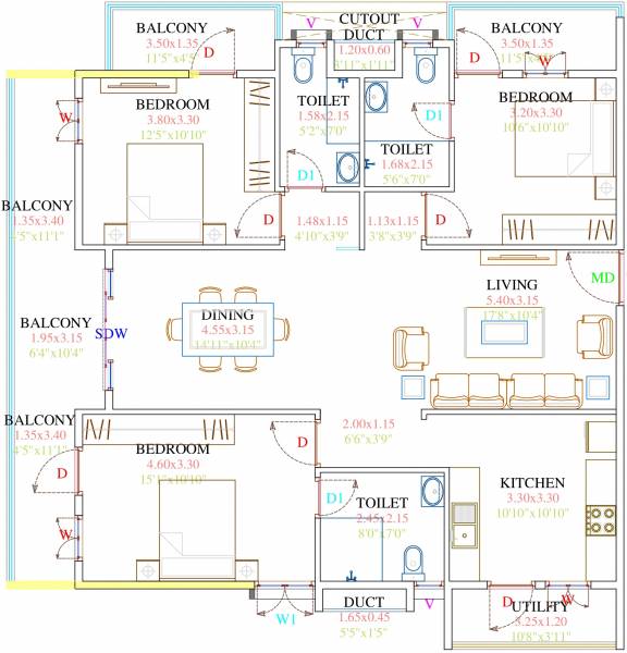 Fortuna Viva (3BHK+3T (1,820 sq ft) 1820 sq ft) Fortuna Viva (3BHK+3T (1,820 sq ft) 1820 sq ft)