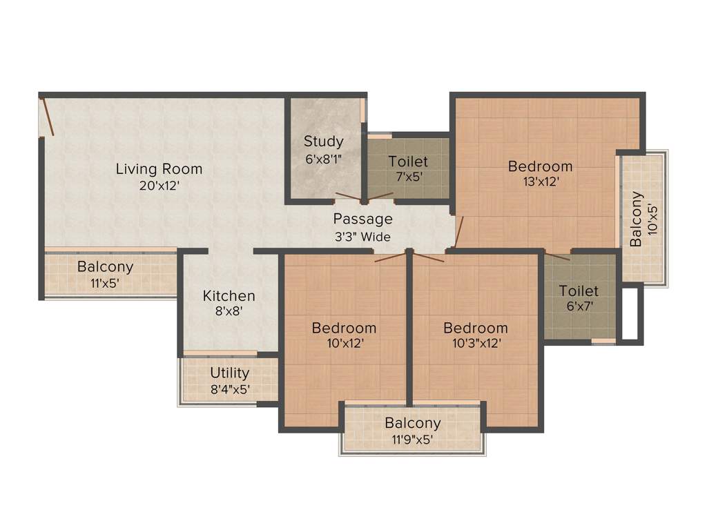 The Antriksh Forest (3BHK+2T (1,500 sq ft) + Study Room 1500 sq ft)