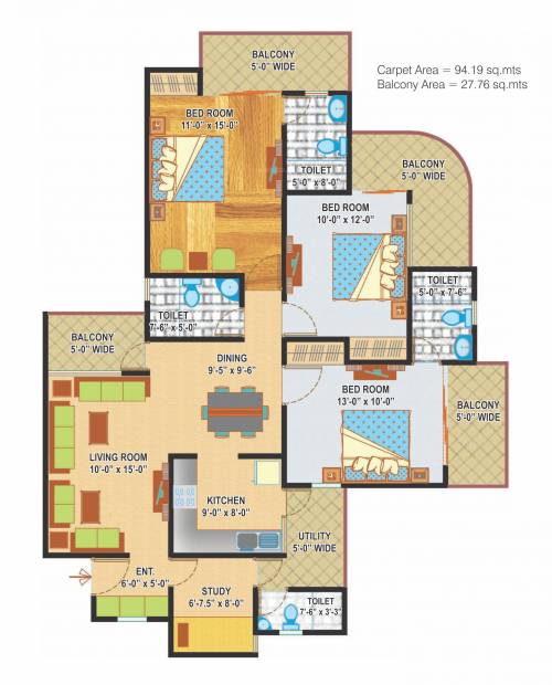 Express Zenith (3BHK+4T (1,765 sq ft)   Study Room 1765 sq ft)