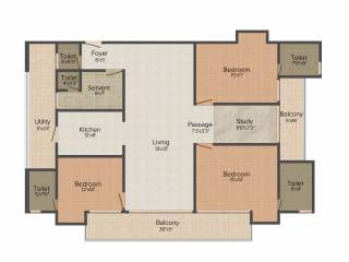 Sunshine Sunshine Helios (3BHK+4T (2,050 sq ft)   Study Room 2050 sq ft)