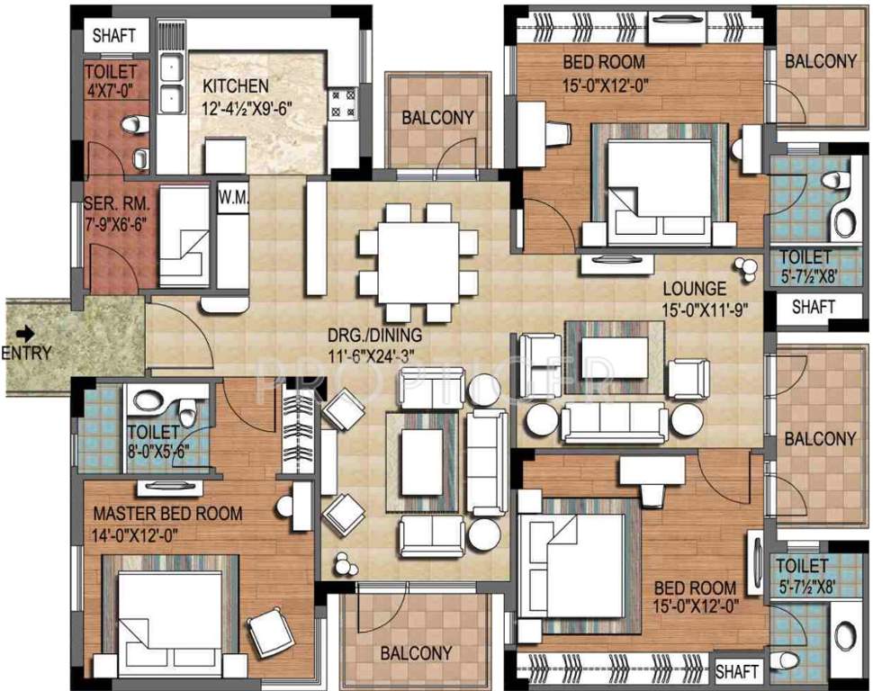 Ninex City (3BHK+3T (2,370 sq ft) + Servant Room 2370 sq ft)