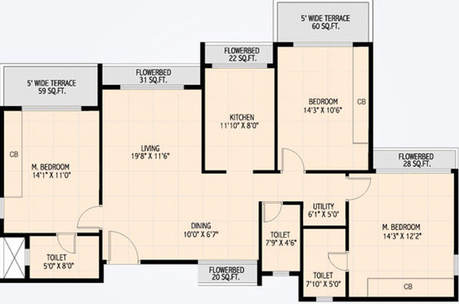 Neelsidhi Vista (3BHK+3T (1,907 sq ft) 1907 sq ft)