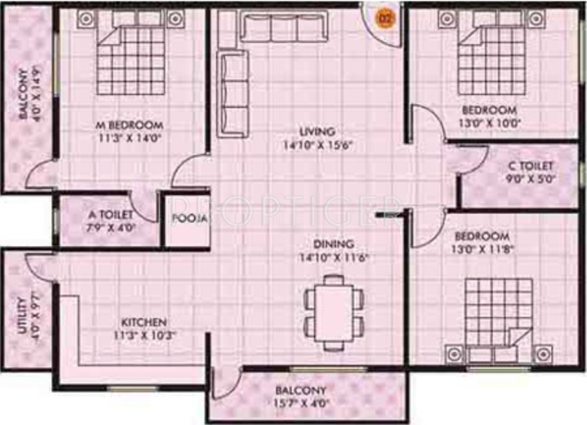 Blue Stone White Orchid (3BHK+2T (1,606 sq ft) Pooja Room 1606 sq ft) Blue Stone White Orchid (3BHK+2T (1,606 sq ft) Pooja Room 1606 sq ft)