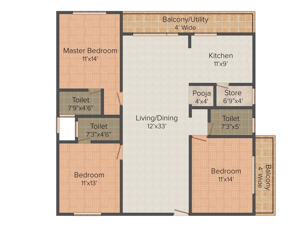 Sai Kalpa Arowana (3BHK+3T (1,744 sq ft) 1744 sq ft)