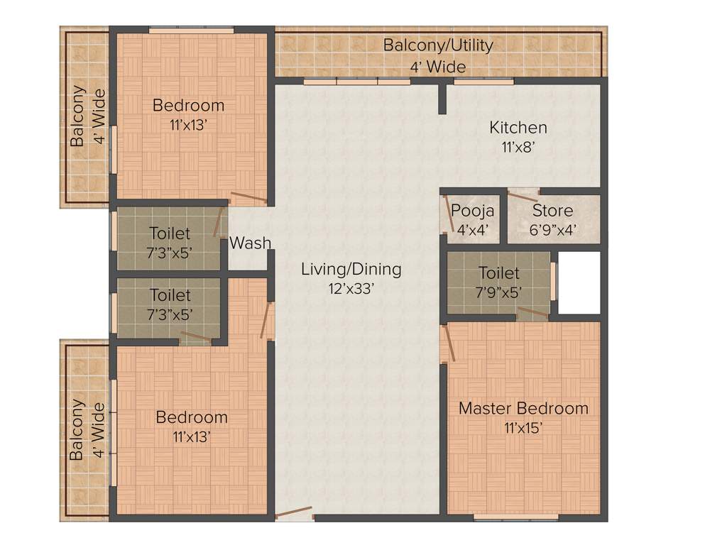 Sai Kalpa Arowana (3BHK+2T (1,807 sq ft) 1807 sq ft)