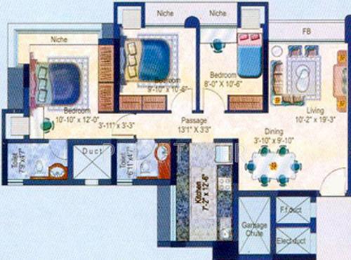 Evershine Embassy (3BHK+2T (1,270 sq ft) 1270 sq ft) Evershine Embassy (3BHK+2T (1,270 sq ft) 1270 sq ft)