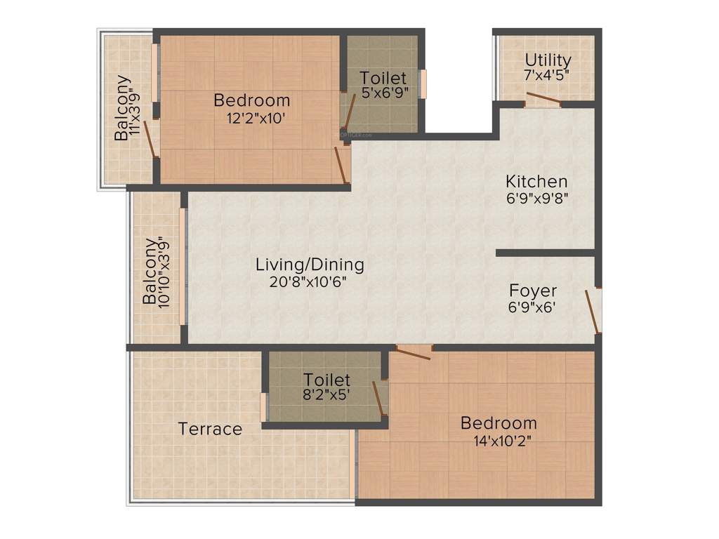CMRS Royal Orchid (2BHK+2T (1,091 sq ft) 1091 sq ft)