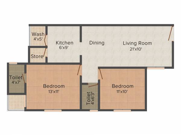 Narayan Krupal 1 (2BHK+2T (1,314 sq ft) 1314 sq ft)