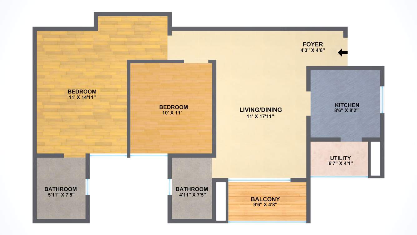 Golden Commune (2BHK+2T (1,030 sq ft) 1030 sq ft)