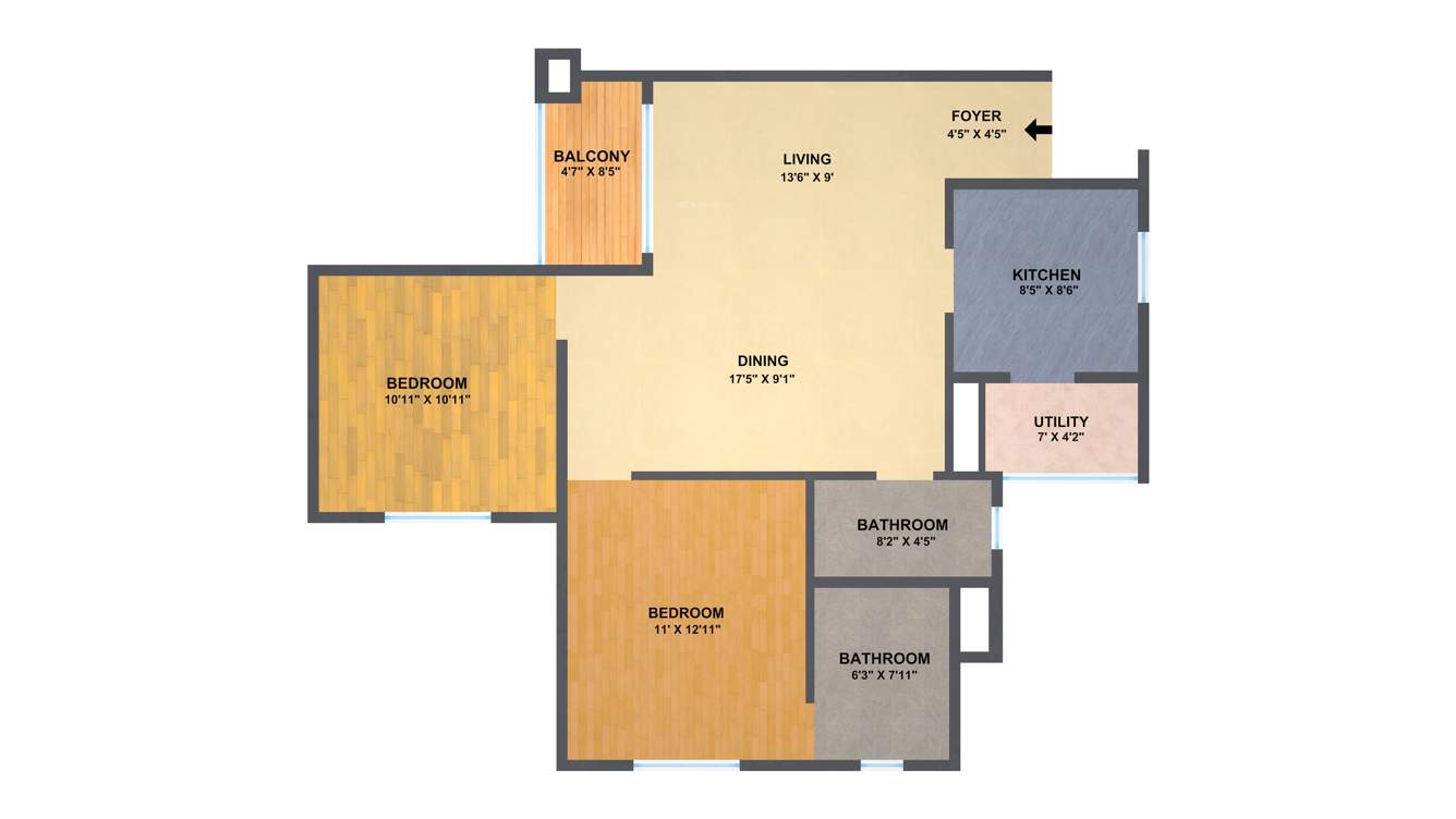 Golden Commune (2BHK+2T (1,040 sq ft) 1040 sq ft)