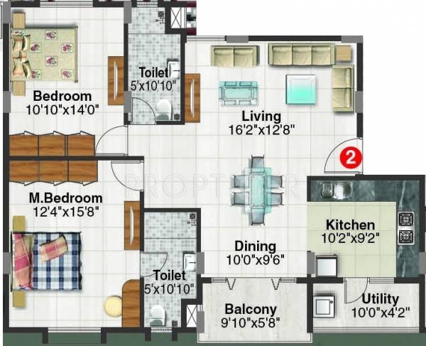 Metropolis Electra (2BHK+2T (1,260 sq ft) 1260 sq ft) Metropolis Electra (2BHK+2T (1,260 sq ft) 1260 sq ft)