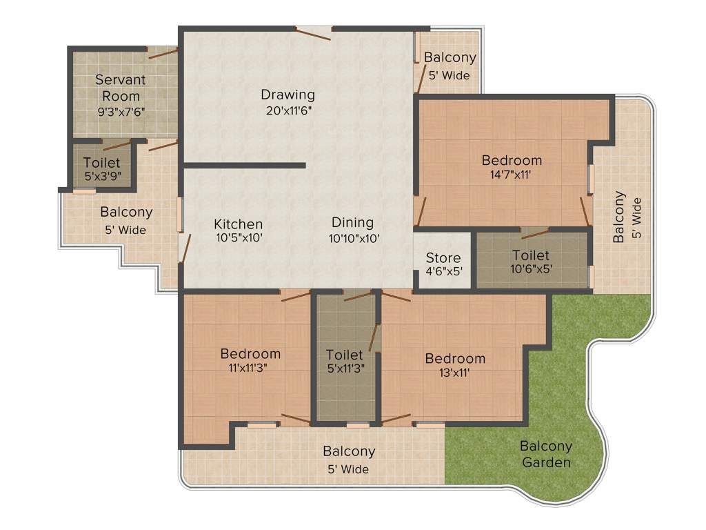 Gaursons Valerio (3BHK+2T (2,080 sq ft) + Servant Room 2080 sq ft)