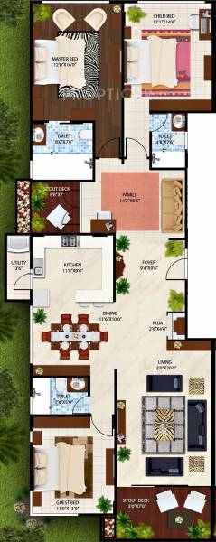 Crown Cypress (3BHK+3T (2,075 sq ft)   Pooja Room 2075 sq ft)