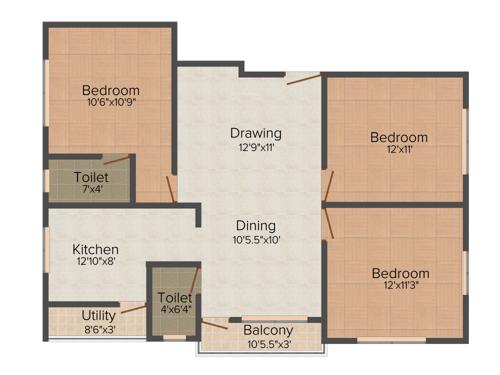 Arasur Ampal (3BHK+2T (1,155 sq ft) 1155 sq ft)