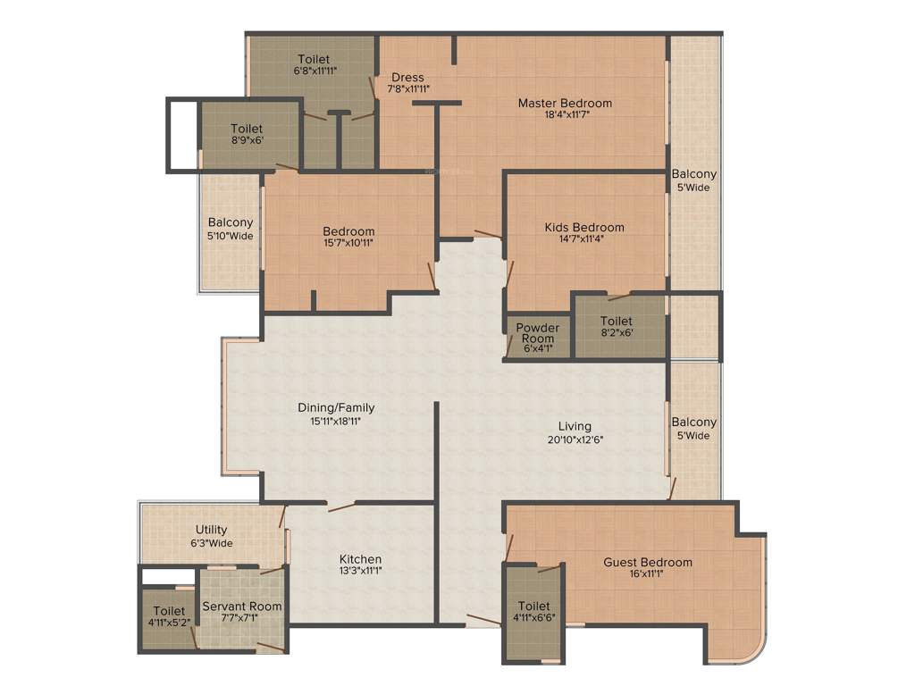 Amrapali Titanium (4BHK+5T (3,504 sq ft)   Servant Room 3504 sq ft)