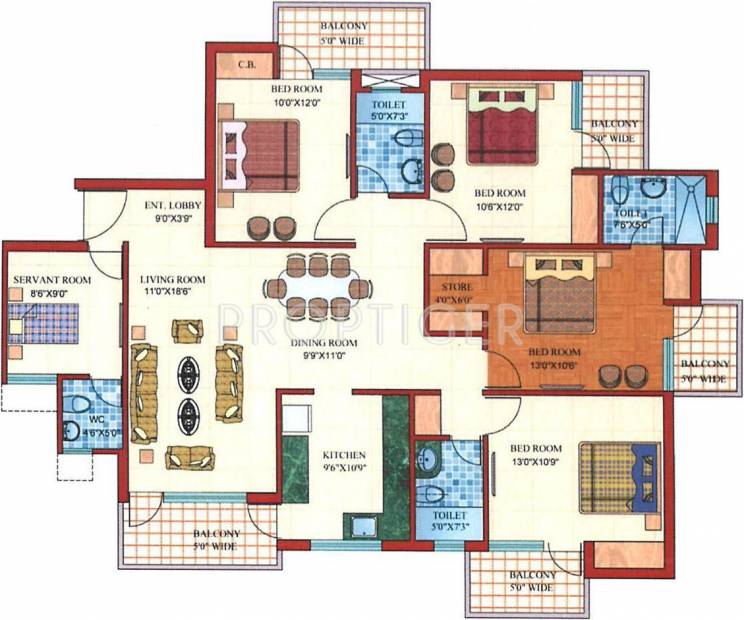 Sampada Livia (4BHK+3T (2,190 sq ft)   Servant Room 2190 sq ft)