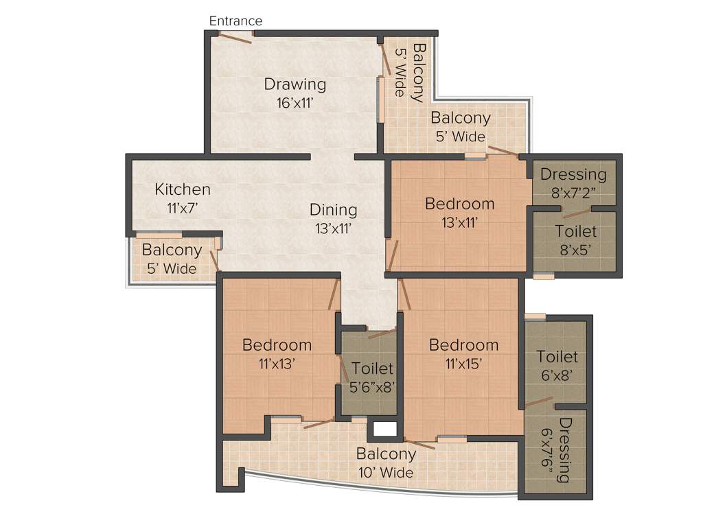 Supertech Livingston (3BHK+3T (1,975 sq ft) 1975 sq ft)
