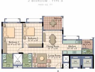 UKN Belvista (2BHK+2T (1,400 sq ft) 1400 sq ft) UKN Belvista (2BHK+2T (1,400 sq ft) 1400 sq ft)