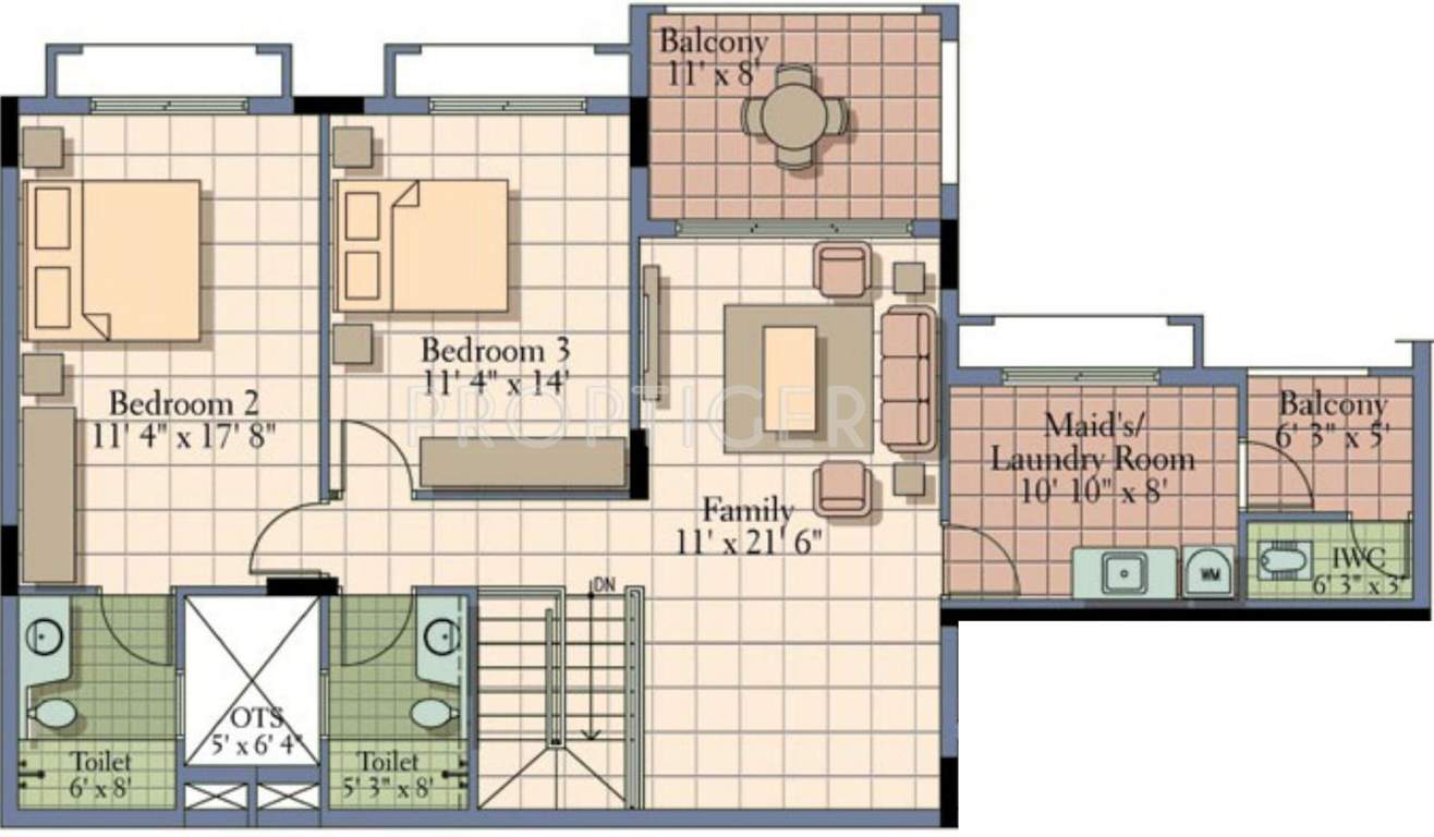 UKN Belvista (3BHK+3T (2,800 sq ft)   Servant Room 2800 sq ft)