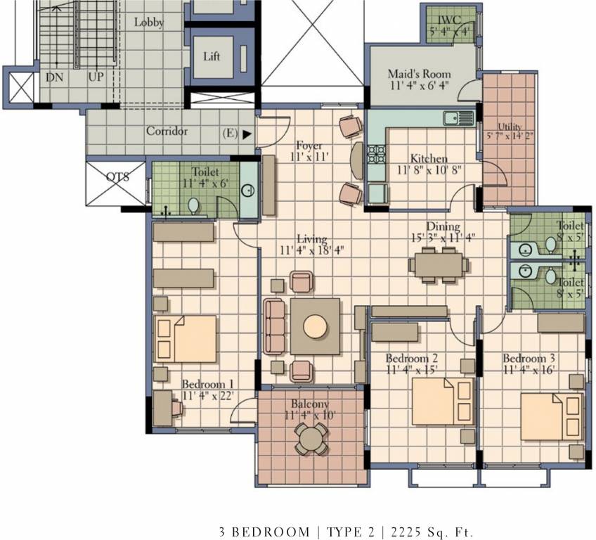 UKN Esperanza (3BHK+3T (2,225 sq ft) 2225 sq ft)