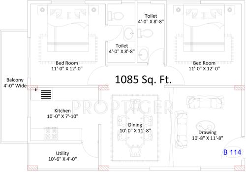Lakshmi Green Ville (2BHK+2T (1,085 sq ft) 1085 sq ft)