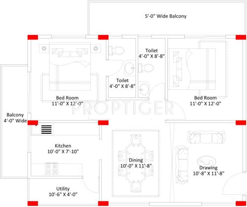 Lakshmi Green Ville (2BHK+2T (1,360 sq ft) 1360 sq ft)