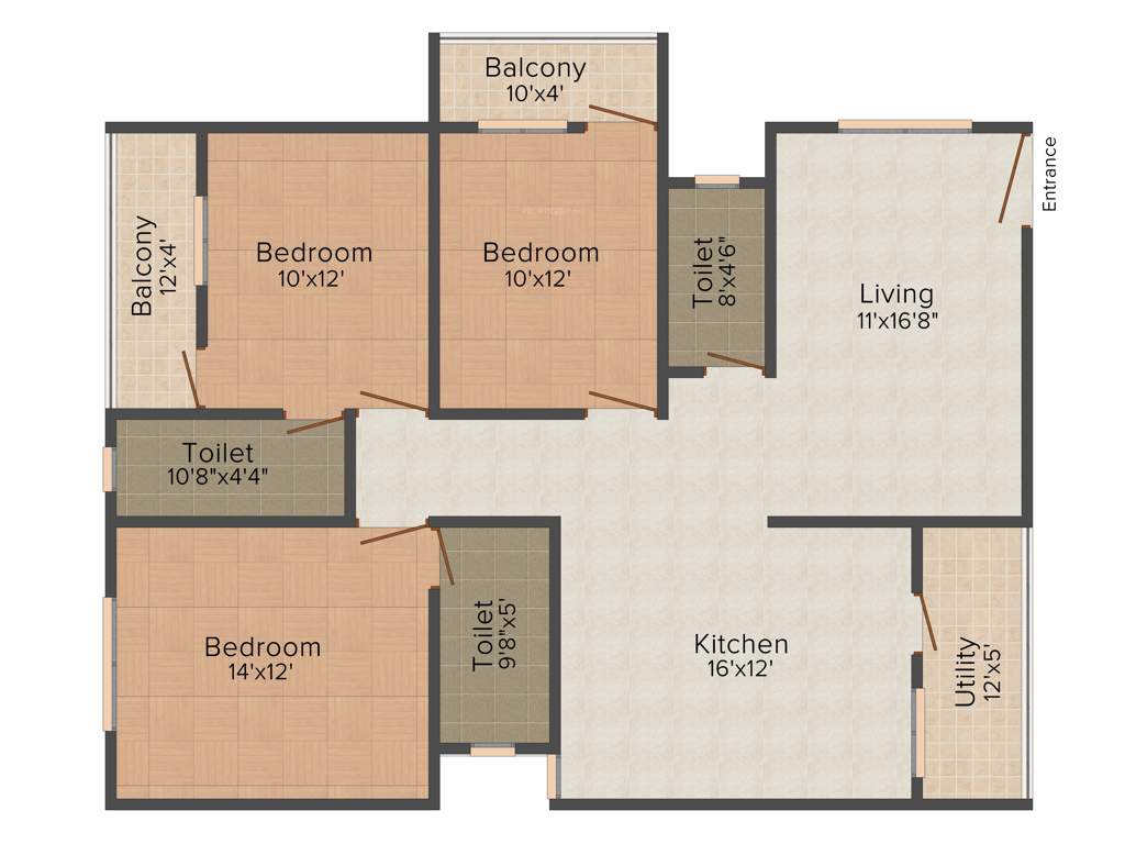 Radiant Prime Rose (3BHK+3T (1,520 sq ft) 1520 sq ft)