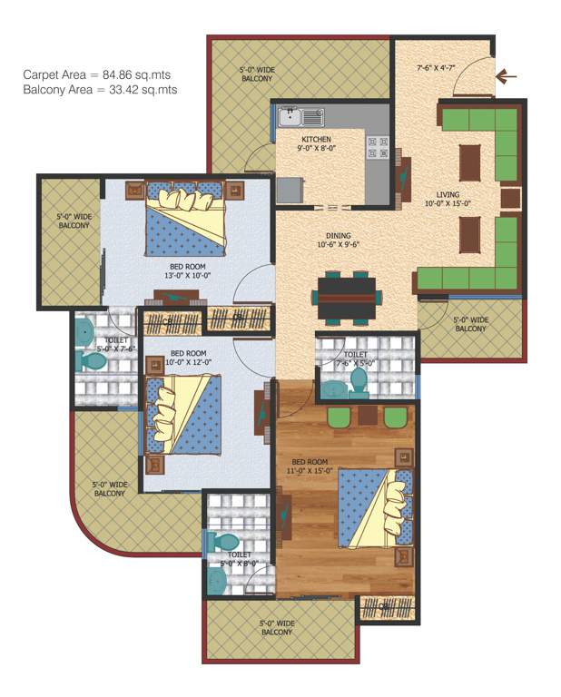 Express Zenith (3BHK+3T (1,695 sq ft) 1695 sq ft)
