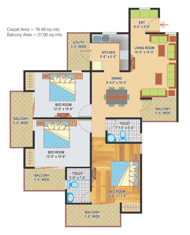 Express Zenith (3BHK+2T (1,470 sq ft) 1470 sq ft)