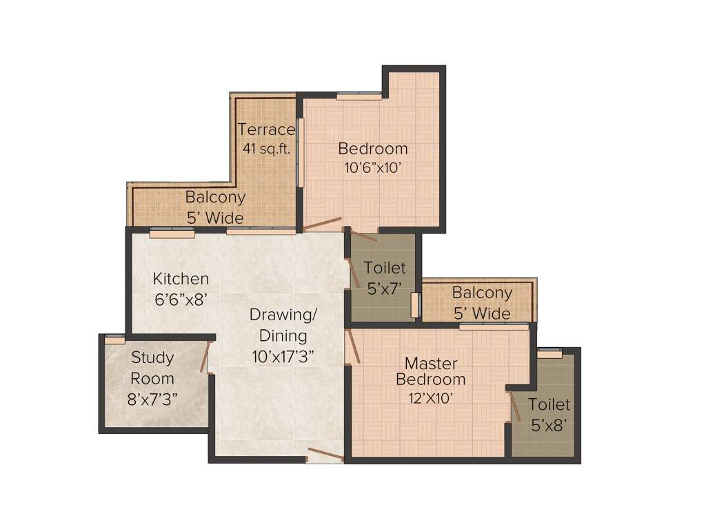 Amrapali Tropical Garden (2BHK+2T (990 sq ft) + Study Room 990 sq ft)