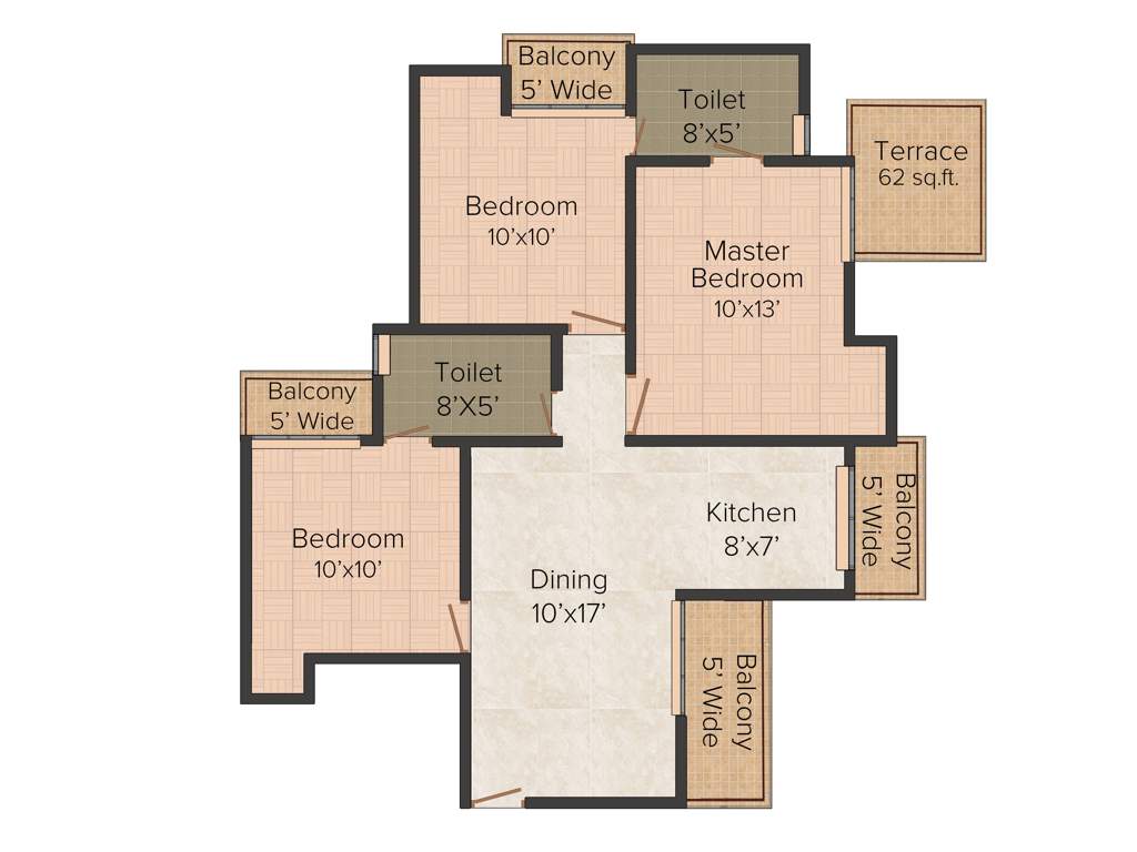 Amrapali Tropical Garden (3BHK+2T (1,185 sq ft) 1185 sq ft)