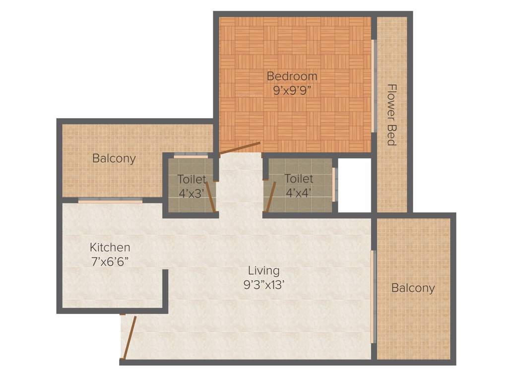 RK Vaishnavi Heights (1BHK+1T (680 sq ft) 680 sq ft)