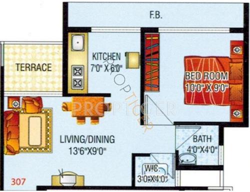 Ocean Park (1BHK+1T (575 sq ft) 575 sq ft)
