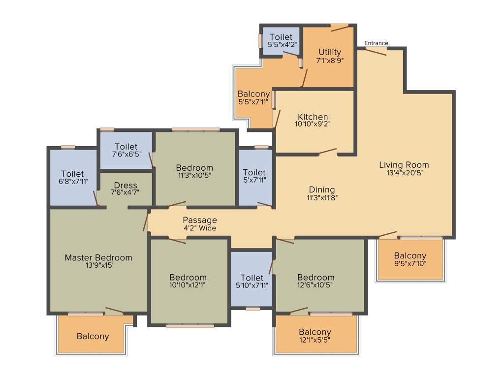 Mahindra Aura (4BHK+4T (2,397 sq ft) 2397 sq ft)