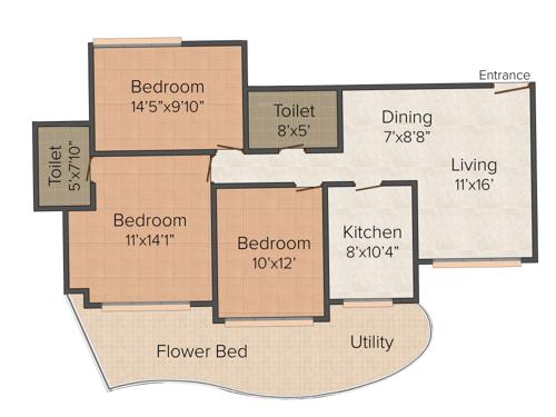 Nahar 8 Towers (3BHK+3T (1,430 sq ft) + Servant Room 1430 sq ft)