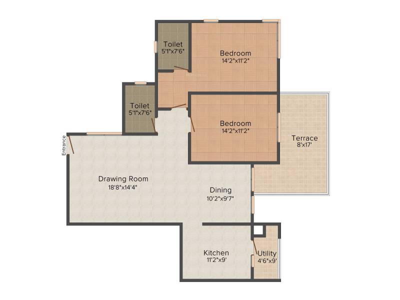 Unishire Terraza (2BHK+2T (1,430 sq ft) 1430 sq ft)