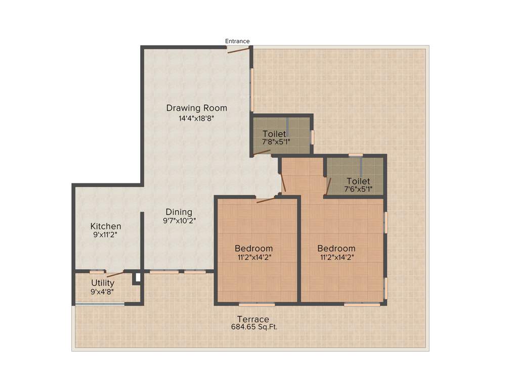 Unishire Terraza (2BHK+2T (1,575 sq ft) 1575 sq ft)