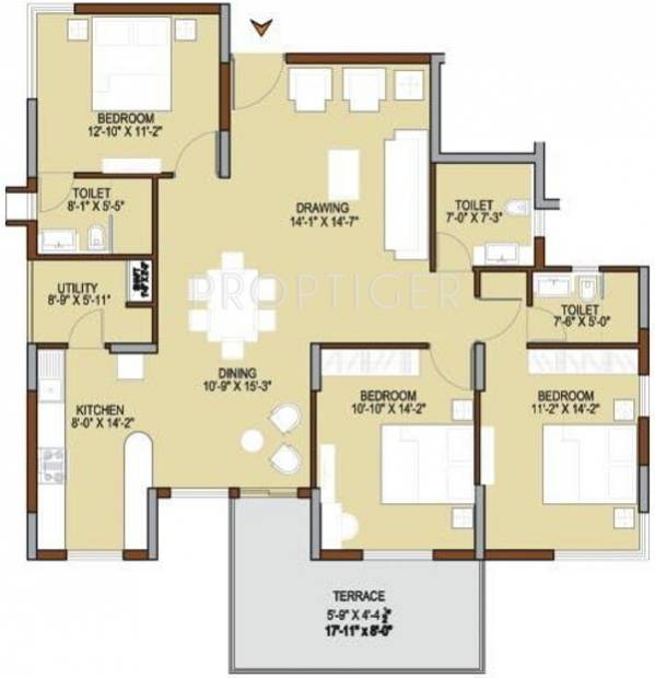 Unishire Terraza (3BHK+3T (1,800 sq ft) 1800 sq ft)