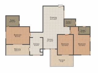 Unishire Terraza (3BHK+3T (1,970 sq ft) + Study Room 1970 sq ft)