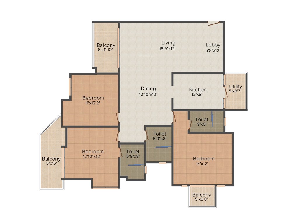 Valmark Abodh (3BHK+3T (1,844 sq ft) 1844 sq ft)