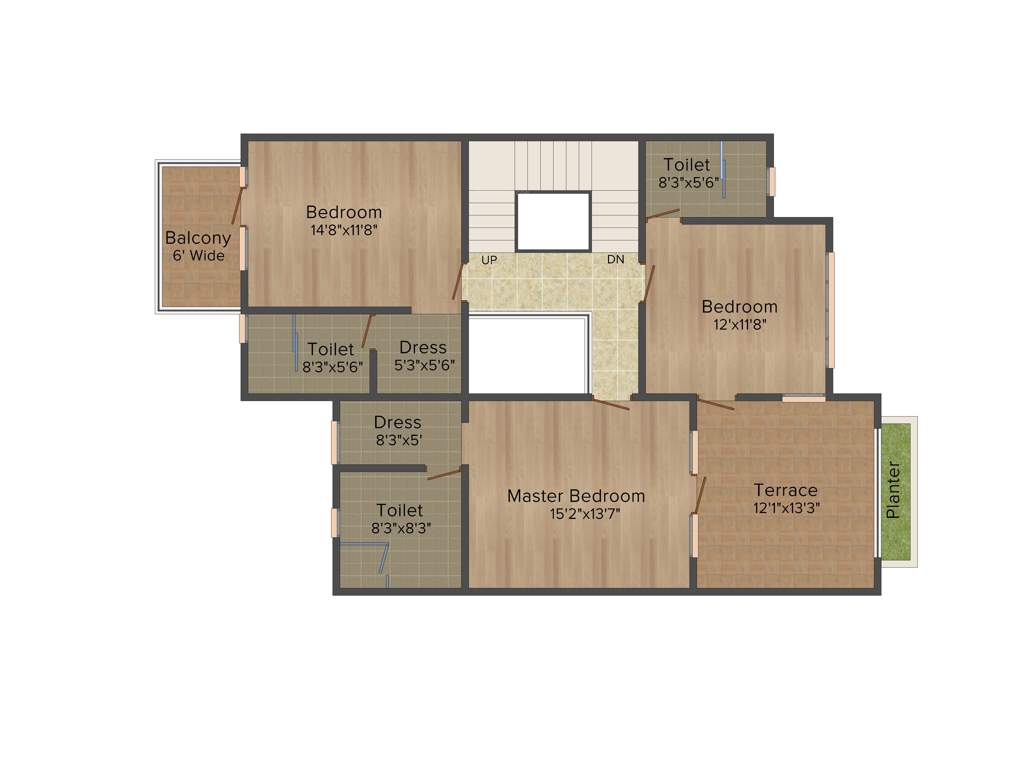 Unitech Birch Court (4BHK+5T (2,868 sq ft)   Servant Room 2868 sq ft)