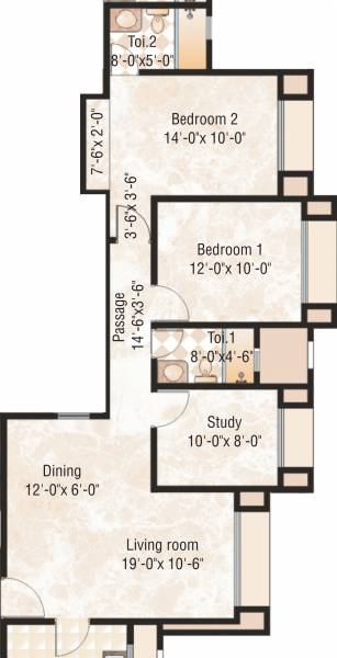 Hiranandani Canary (2BHK+2T (1,125 sq ft) + Study Room 1125 sq ft)